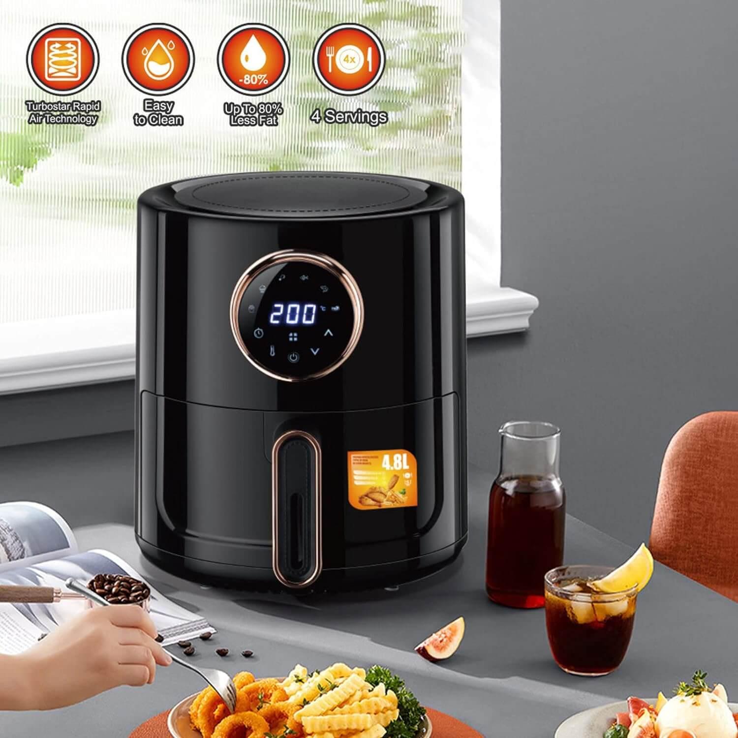 4.8L Automatic Fryer Oven - Oil-free air fryer with digital controls for healthy and convenient cooking