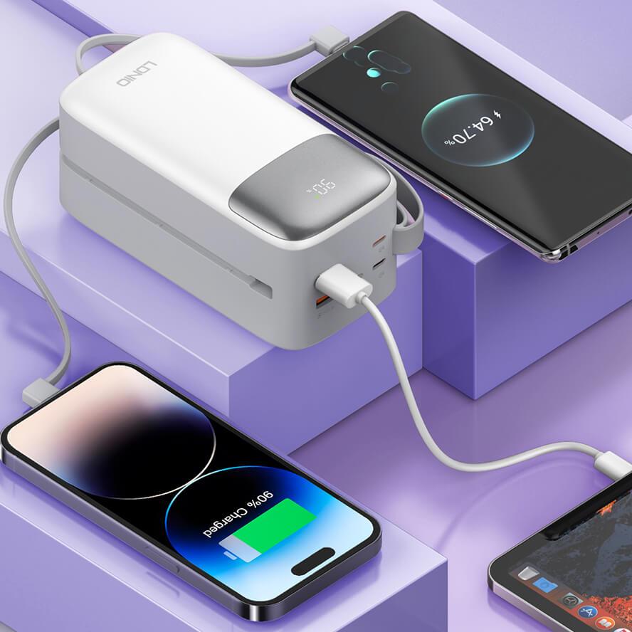 50000mAh Built in Cable PD 20W Power Bank - High-capacity portable charger and multiple USB ports for on -the-go power