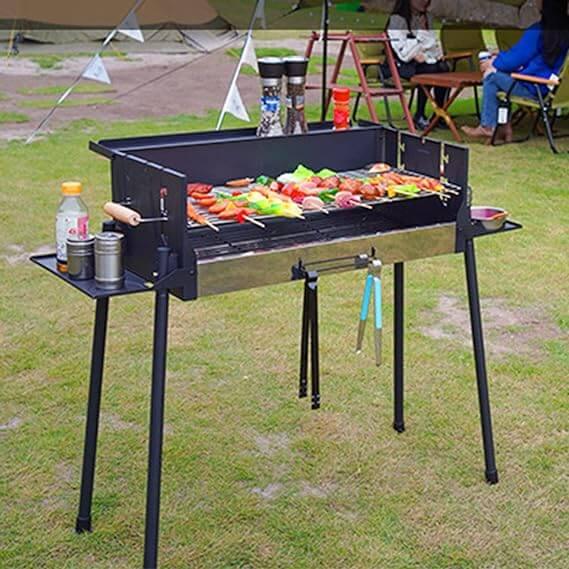 Adjustable BBQ Grill - Portable and height-adjustable barbecue grill for outdoor cooking and camping