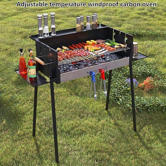 Adjustable BBQ Grill - Portable and height-adjustable barbecue grill for outdoor cooking and camping