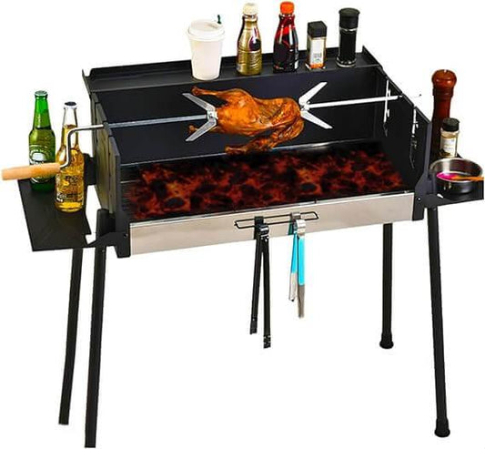 Adjustable BBQ Grill - Portable and height-adjustable barbecue grill for outdoor cooking and camping