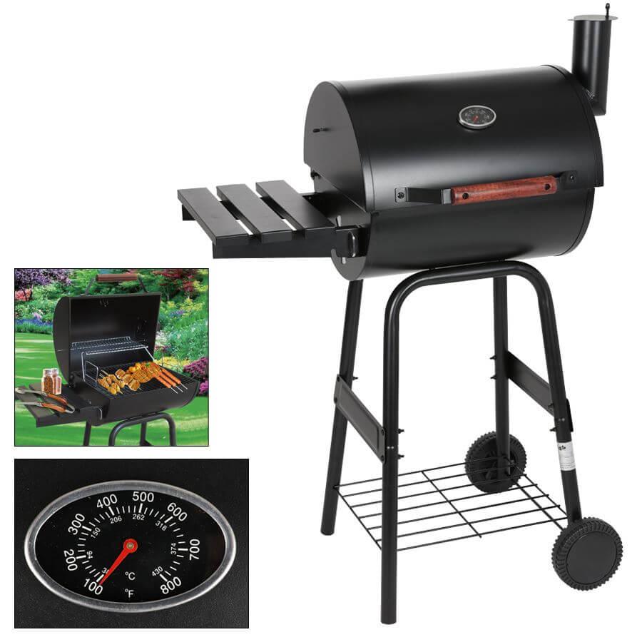 BBQ Grill Barrel with Thermolock and Massive Chimney - Heavy-duty outdoor grill for perfect smoking and grilling