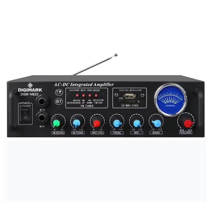 Digimark Power Amplifier - Multiple audio inputs, bass boost, and crystal-clear sound quality for home and professional audio setups.