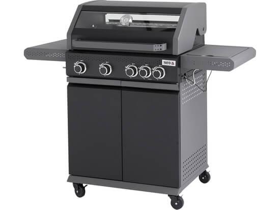 Freestanding Outdoor Gas BBQ with Viewing Glass and Side Burner - Premium propane grill for outdoor cooking and grilling