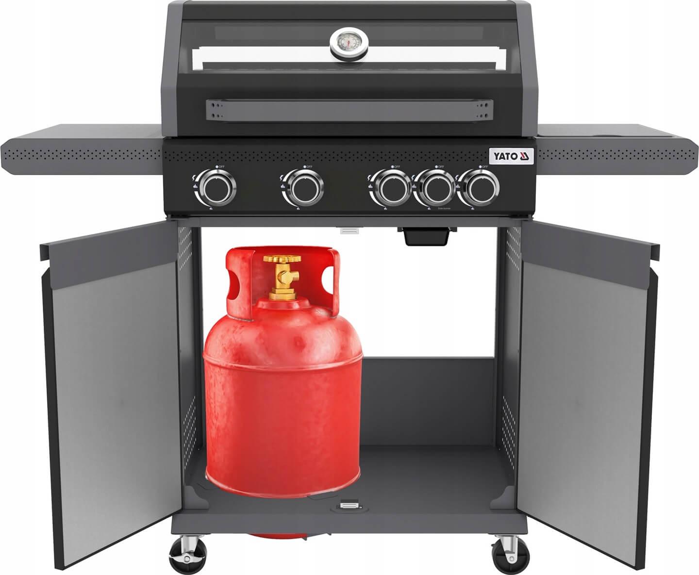 Freestanding Outdoor Gas BBQ with Viewing Glass and Side Burner - Premium propane grill for outdoor cooking and grilling