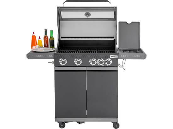 Freestanding Outdoor Gas BBQ with Viewing Glass and Side Burner - Premium propane grill for outdoor cooking and grilling
