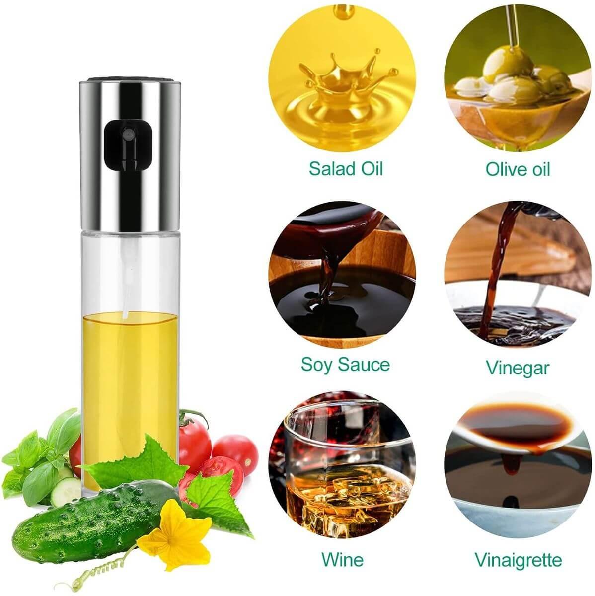 Oil and Vinegar Spray Bottle -Refillable, non-drip sprayer for controlled oil and vinegar dispensing, perfect for cooking and salads
