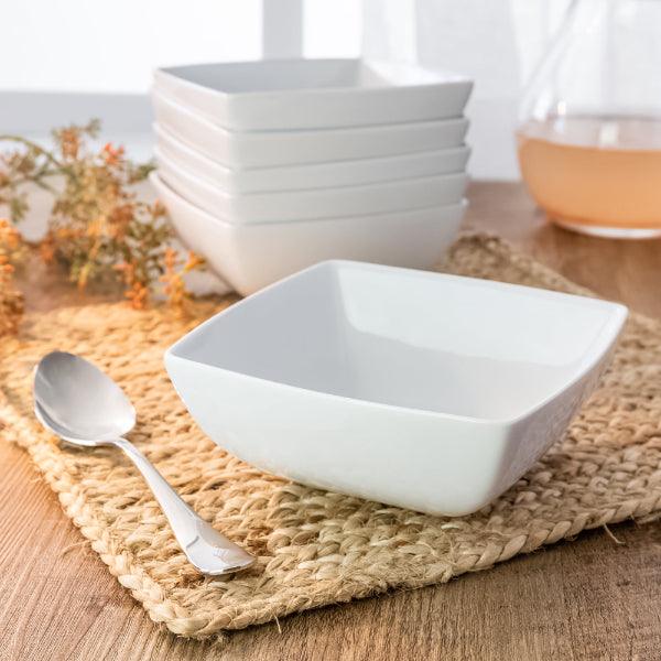 White Ceramic Square Modern Serving Bowls - Elegant and durable square-shaped ceramic bowls, perfect for serving salads, pasta, or side dishes
