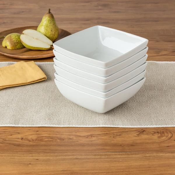 White Ceramic Square Modern Serving Bowls - Elegant and durable square-shaped ceramic bowls, perfect for serving salads, pasta, or side dishes