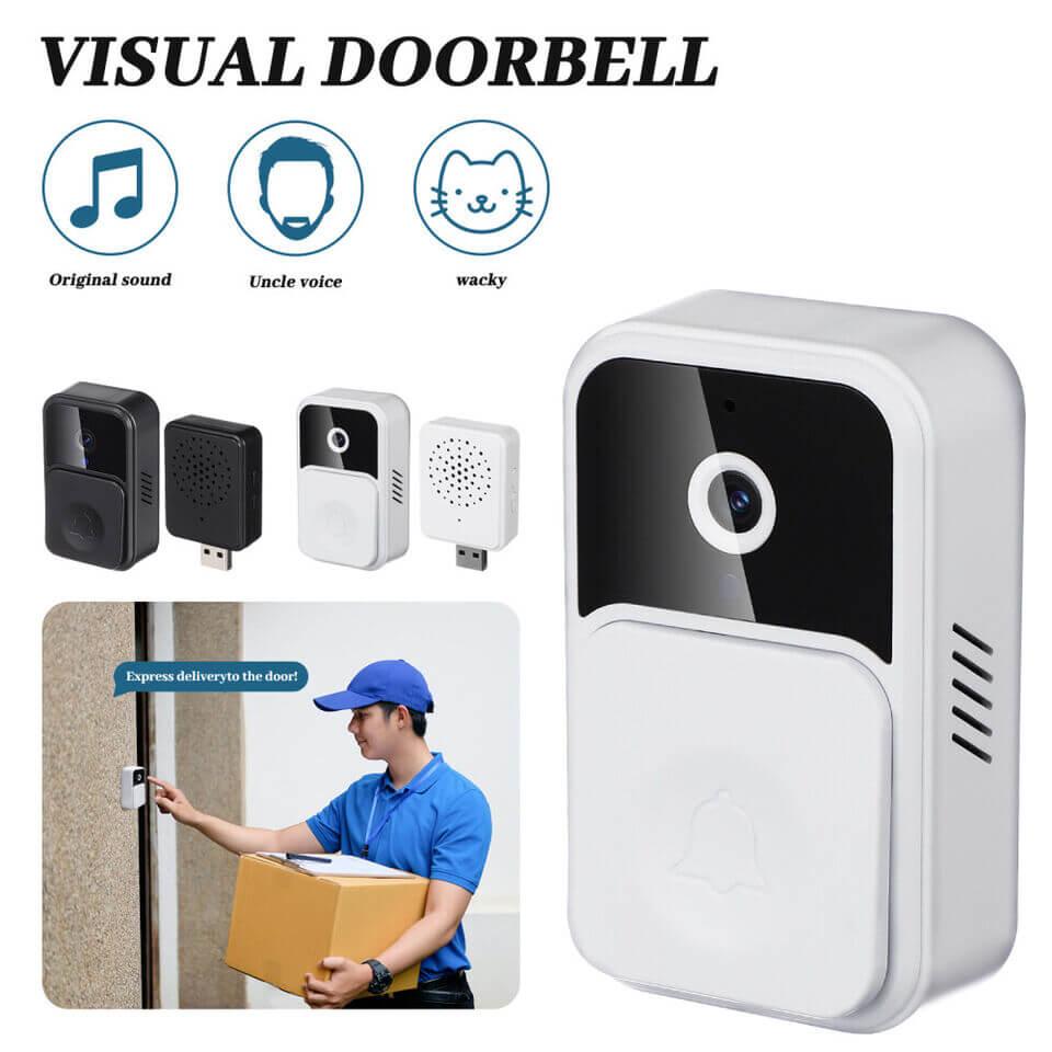 Wireless Smart Video Doorbell - With HD camera, motion detecton, two-way audio, and night vision for enhanced home security.