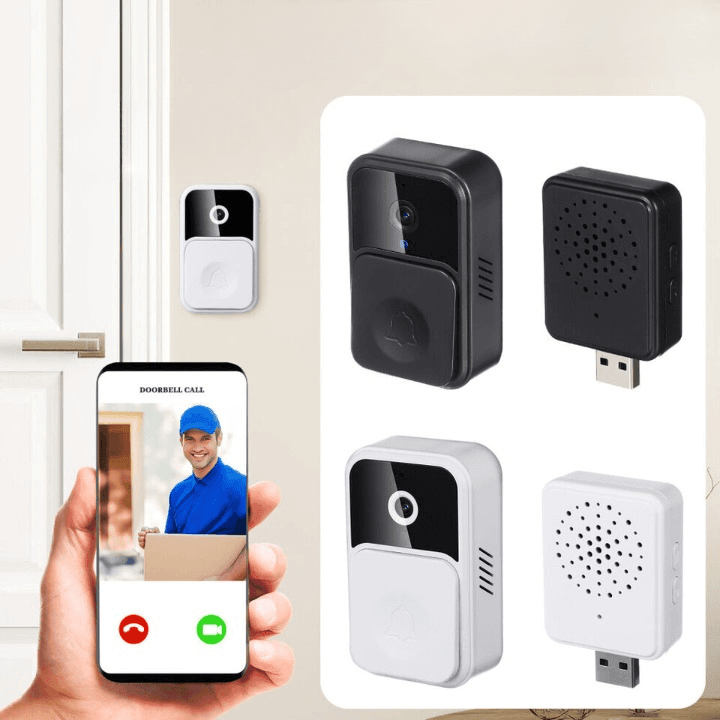 Wireless Smart Video Doorbell - With HD camera, motion detecton, two-way audio, and night vision for enhanced home security.
